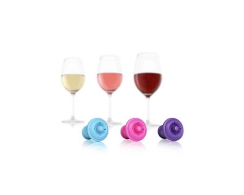 Набор VacuVin Wine Stoppers Set of 3 Pi/Bl/Pu 