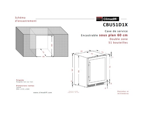 Винный шкаф Climadiff CBU51D1X   