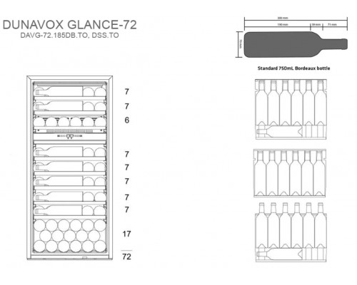 Винный шкаф Dunavox DAVG-72.185DSS.TO