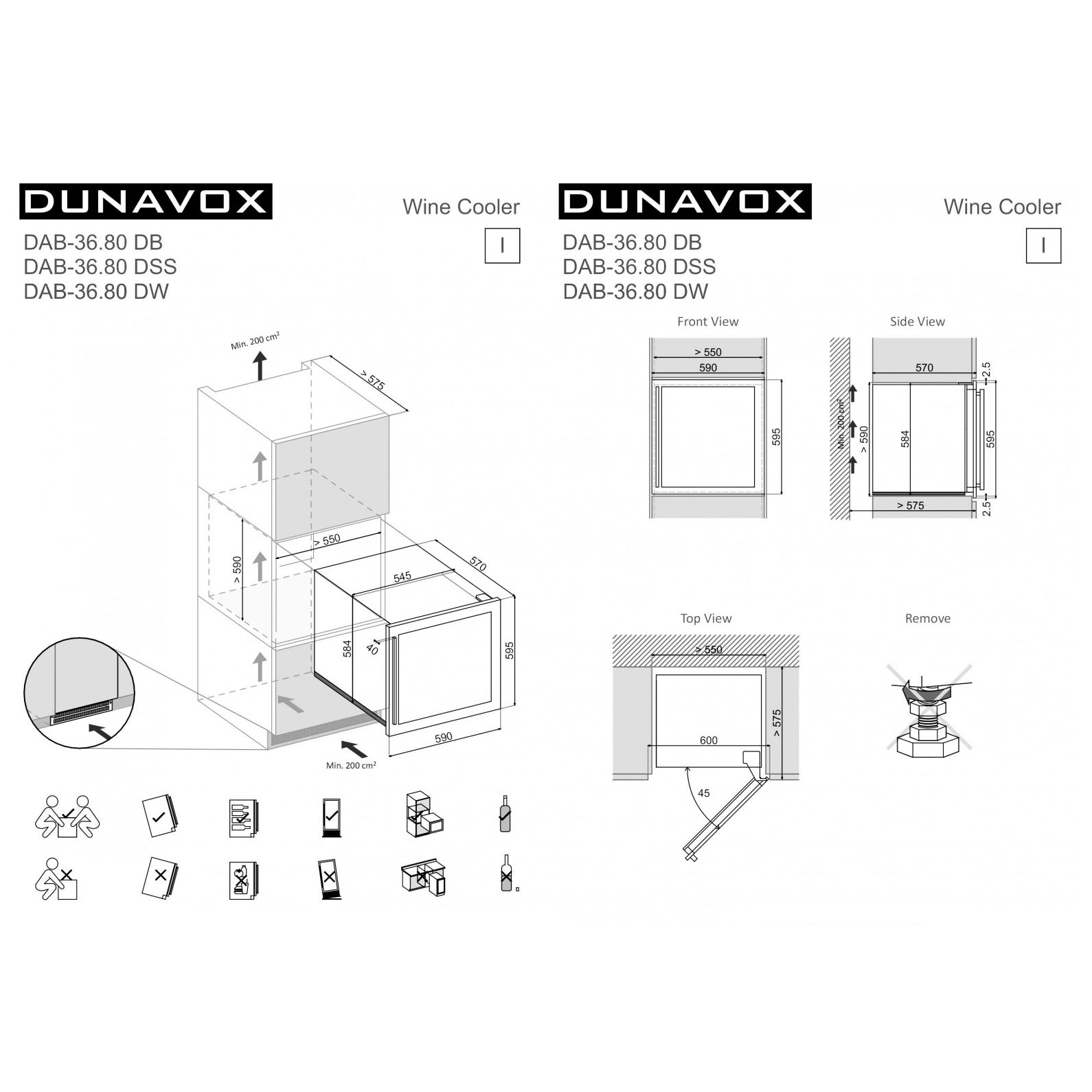 Винный шкаф Dunavox DAB-36.80DW
