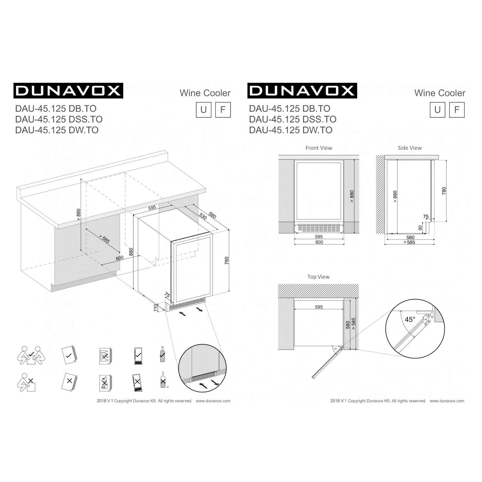 Винный шкаф Dunavox DAU-45.125DW.TO 