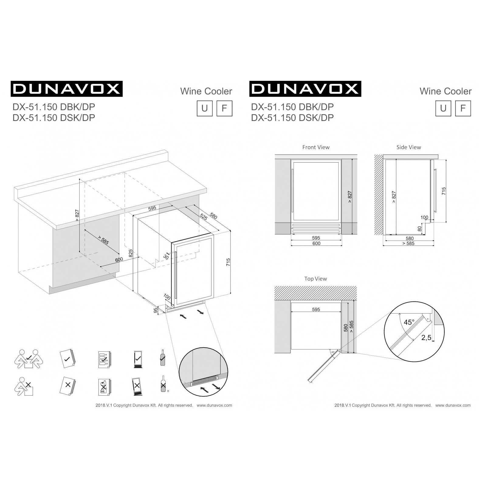 Винный шкаф Dunavox DX-51-150DBK-DP 
