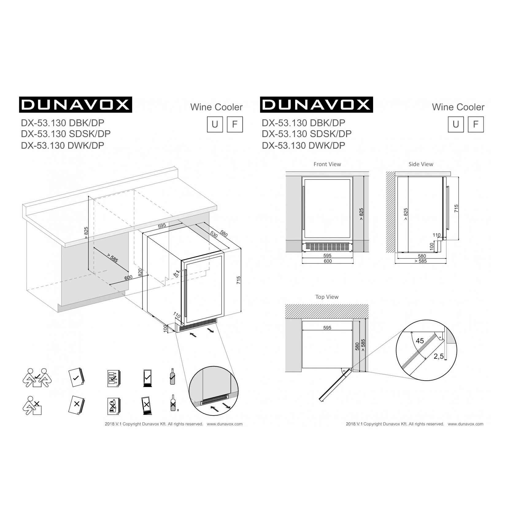 Винный шкаф Dunavox DX-53.130SDSK/DP